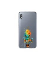Samsung Galaxy A10 ile uyumlu Splash ahtapot tasarımlı şeffaf silikon kılıf