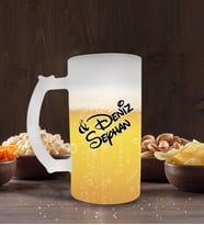BK Gift Kişiye Özel İsimli Buzlu Cam Bira Bardağı 50cl (Beyaz)