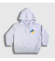 Presmono Unisex Çocuk Beyaz Logo Python Developer Yazılımcı Kapüşonlu Sweatshirt 336392tt (Beyaz)