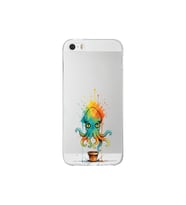 Iphone 5 ile uyumlu Splash ahtapot tasarımlı şeffaf silikon kılıf