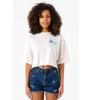 The Mentalist Blue Bird Lodge Beyaz Kırçıllı Kadın Crop Tshirt