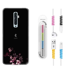 Oppo Reno 2Z 4 Lite 4 Pro 5 6 7 A31 Kılıf Kablo Koruma Spiral Silikon Love 1629