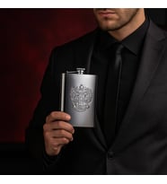 Paslanmaz Çelik Matara 270 ml – Kabartmalı Kartal Figürlü Şık İçki Matarası