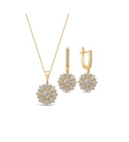 Tek Taş Kolye Ve Küpe Gümüş Set