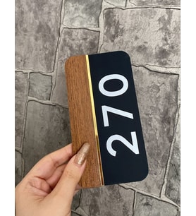 Natural Wooden Serisi Siyah Mat Kapı Numarası