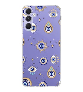 PrintiFy Samsung Galaxy A54 ile Uyumlu Nazar Boncuğu 5  Kamera Korumalı Şeffaf Silikon Kılıf