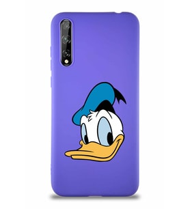 Huawei Y8P Soft Premier Kapak Donald Duck-B Tasarımlı Silikon Kılıf - Mor (Şeffaf)