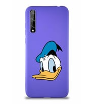 Huawei Y8P Soft Premier Kapak Donald Duck-B Tasarımlı Silikon Kılıf - Mor (Şeffaf)