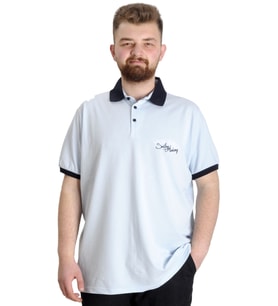 Mode XL Büyük Beden Erkek Polo T-shirt SAILING 23344 Mavi