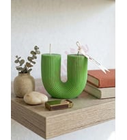 Mumelia Candles Antik Sütun - Doğal Soya Blok Dekoratif Mum - Yeşil