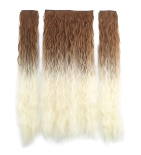 Fiber Sen Kabarık Daalı Yarım Ay + 2 Yan Çıt Çıt / Koyu Kumral Platin Ombreli