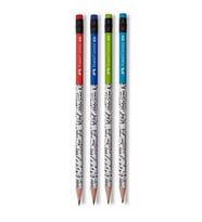 Caligraphy Desenli Silgili Yuvarlak HB Kurşun Kalem - 4 Adet