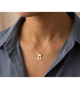 Kişiye Özel Minimal Pokemon Figürlü Kolye 925K Gümüş (Gold)