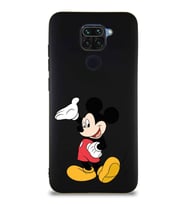 Xiaomi Redmi Note 9 Soft Premier Kapak Mickey Mouse-C Tasarımlı Silikon Kılıf - Siyah (Şeffaf)