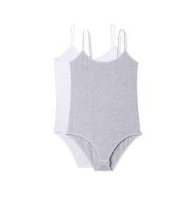 2 Adet İp Askılı Kadın Çıtçıtlı Body Beyaz ve Gri
