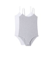 2 Adet İp Askılı Kadın Çıtçıtlı Body Beyaz ve Gri