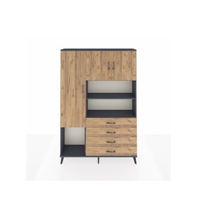 Arges Gardrop 7 Raflı 4 Çekmeceli 3 Kapaklı 132x30x195 Antrasit-Çam