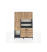 Arges Gardrop 7 Raflı 4 Çekmeceli 3 Kapaklı 132x30x195 Antrasit-Çam