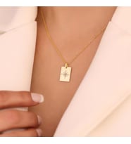 Kişiye Özel Zarif Pusula Kolye 925K Gümüş (Gold)