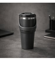 700 Ml Taşıma Kulplu Çelik Termos Mug Vakumlu Isı Yalıtımlı Sızdırmaz Dayanıklı Bardak (Kurşun Gri)