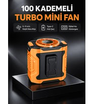 Dijital Ekranlı Turbo Mini Fan – 3 Kademeli Hız, Sessiz Çalışma ve Type-C Şarj
