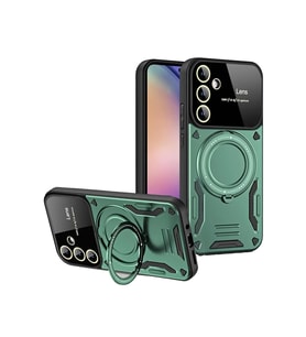 Galaxy S24 FE Kılıf Joy Lens Standlı Kapak - Koyu Yeşil