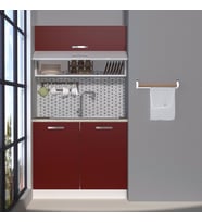 Decoraktiv Mini 100YT MDF Hazır Mutfak Dolabı - Tezgah Dahil - Naturel Ceviz (Bordo)