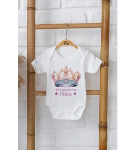 Pia Baby Premium %100 Pamuk İsme Özel Organik Baskılı Çıtçıtlı Bebek Body Zıbın Modelleri 5047-16 (Ekru)