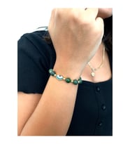 Kadın - Nazar Detaylı, Altın Kaplamalı Jade Doğal Taş Padore Bileklik  Handcrafted