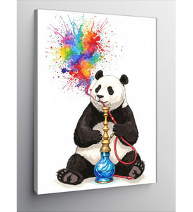 Kanvas Tablo Nargile İçen Panda