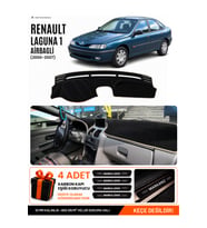 RENAULT LAGUNA 1 AIRBAGLİ (2000-2007) Uyumlu Torpido Örtüsü Torpido Kılıfı - Siyah Bej