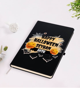 BK Gift Kişiye Özel Happy Halloween Tasarımlı Siyah Defter-16
