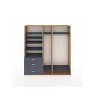 Hyperion Dolap 9 Raflı 3 Çekmeceli 3 Askılı 220x44x243 Çam-Antrasit/Antrasit