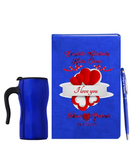 Sevgililer Gününe Özel Mavi Defter Kalem & Termos Mug Hediye Seti 29