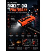 600 Lümen Şarjlı Bisiklet Farı COB Yan Çakar Özellikli
