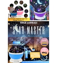 Dönen Gökyüzü Yıldızlı Tavan Işığı, Projeksiyon ve Masa Lambası (Krem)