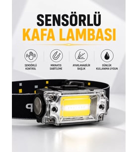 Northcity Şarjlı Beyaz LED Kafa Lambası ve El Feneri - Sensör Kontrollü Kafa Işığı