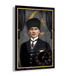 Saatli Atatürk Cam Tablo