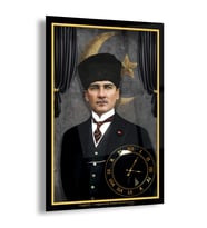Saatli Atatürk Cam Tablo
