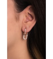 Halka Parlak Zirkon Taşlı Rose Altın Kaplama Gümüş Küpe 925 Ayar