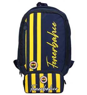 Fenerbahçe İkili Okul Çantası ve Kalemlik Seti Sarı - Lacivert (Fenerbahçe Yazılı) Erkek Çocuk - SETFB26700C