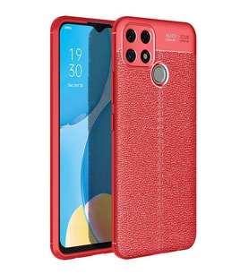 Oppo A15S Kılıf Esnek Pu-Deri Leather-Pu Serisi Protected Case (Kırmızı)