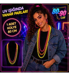 80'ler 90'lar UV Glow Parti Kolyesi 3'lü Set