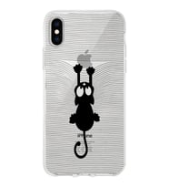 Apple iPhone XS Max Uyumlu Kapak Çizgi Kedi Tasarımlı Şeffaf Silikon Kılıf