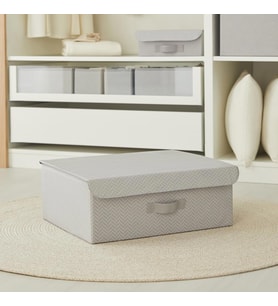 Ocean Home Textile Gri Balıksırtı Kapaklı Kutu 48 x 40 x 19 cm