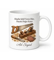 Marangoza Hediye Ahşap Kesim Vernik Zımpara Mobilya Montajı Temalı Baskılı Kupa Bardak