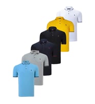 ALTILI SET T8586 DEWBERRY ERKEK T-SHIRT-SİYAH-BEYAZ-LACİVERT-GRİ-AÇIK MAVİ-SARI