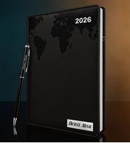 BK Gift Kişiye Özel İsimli Termo Sert Kapak 2026 Siyah Ajanda & Kalem -16, Öğretmenler Günü Hediyesi, Yeni İş Hediyesi