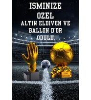 FLEXIS WE MAKE IT POSSIBLE FOR YOU İSME ÖZEL ALTIN ELDİVEN VE BALLON DOR ÖDÜLÜ KUPASI FUTBOL 20 CM