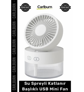 #Vantilatör Masaüstü Şarjlı Portatif Hava Soğutucu Işıklı Su Spreyli Katlanır Başlıklı USB Mini Fan